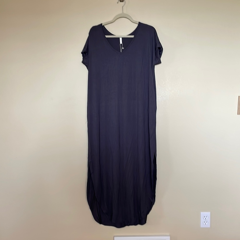PinkBlush Maternity Maxi Dress With Pockets, Gray, Size Small